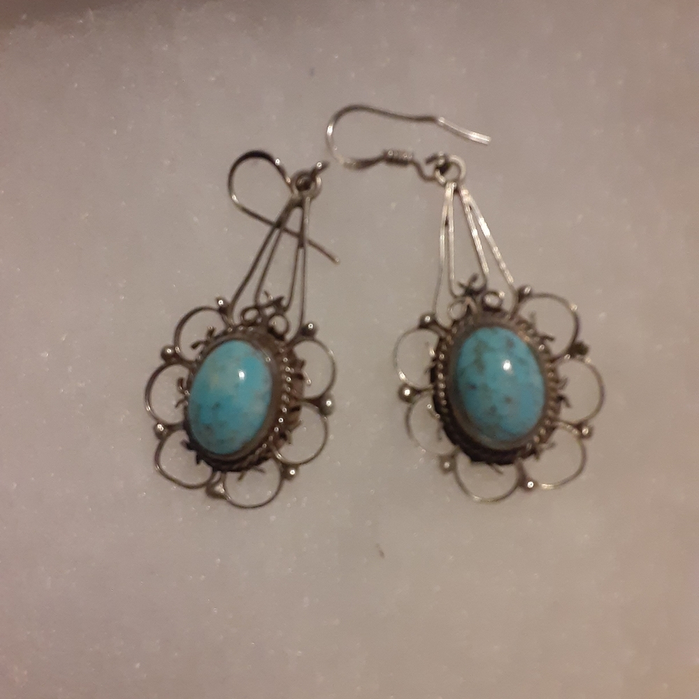 Sterling silver earrings with turquoise stones
